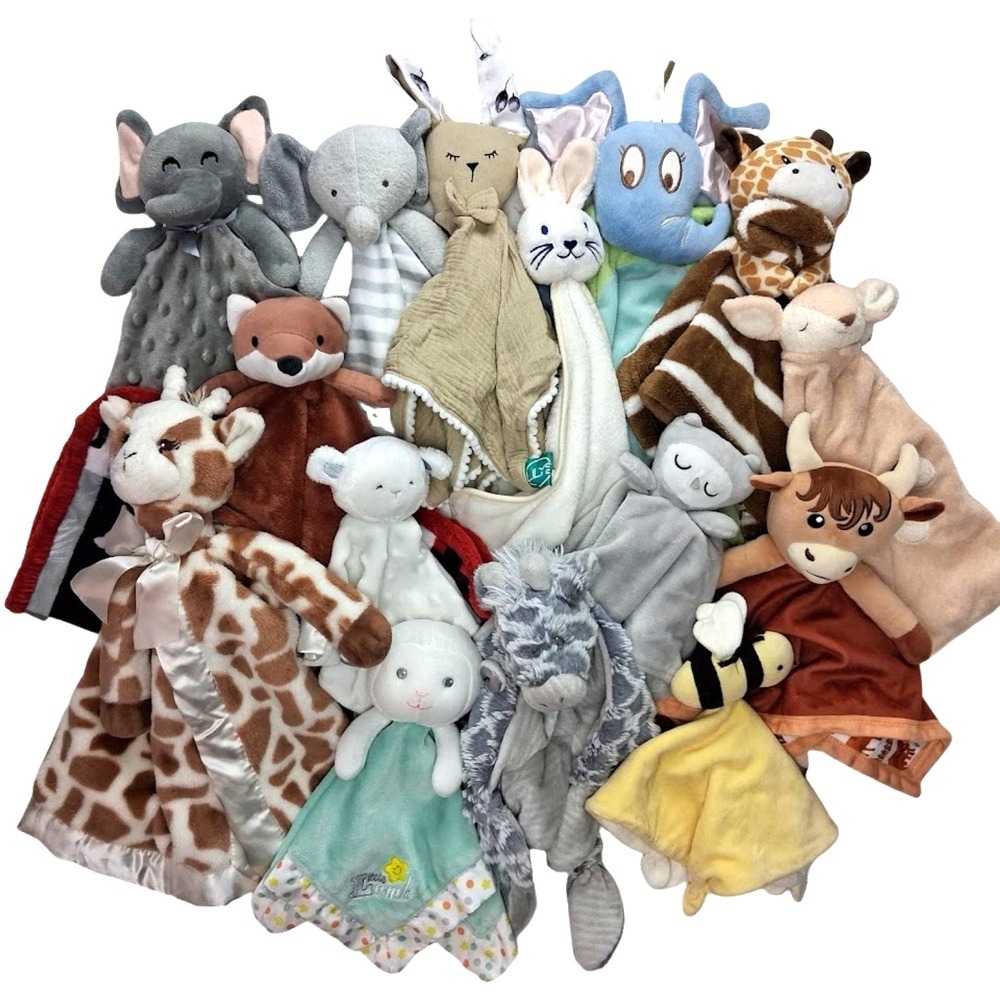 16 Baby Security Blanket Lovey Lot Unisex Elephant Horton Giraffe Lamb Plush Toy